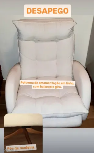 Poltrona de Amamentação em Linho - Balanço e Giro