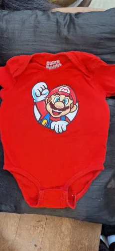 Body infantil importado Super Mário 6m a 1 ano