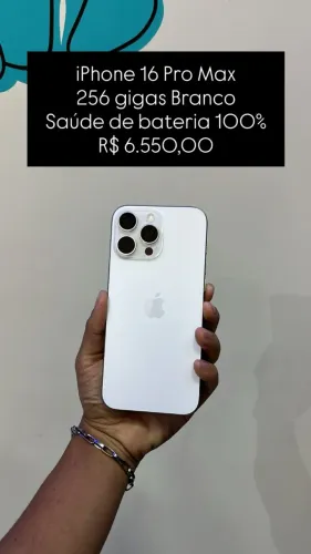 iPhone 16 Pro Max 256GB Branco Saúde da Bateria 100% R$6.550,00