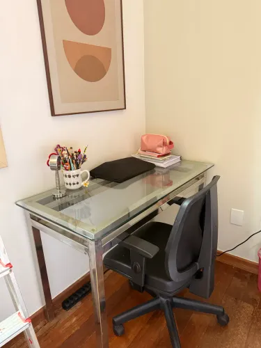 MESA INOX COM TAMPO DE VIDRO BLINDEX