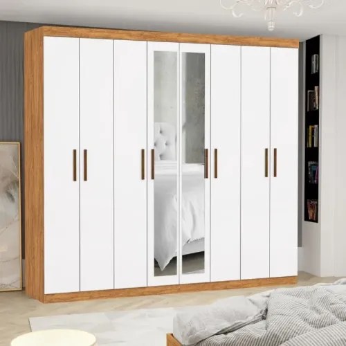 Guarda Roupa 8 Portas 4 Gavetas Rubi Com Espelho Novo Direto da fabrica