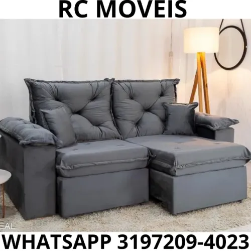 Sofá Londres 2.00m Retrátil e Reclinável - Veludo e Madeira de Eucalipto