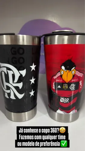 Copo Térmico Flamengo gravação em 360 graus