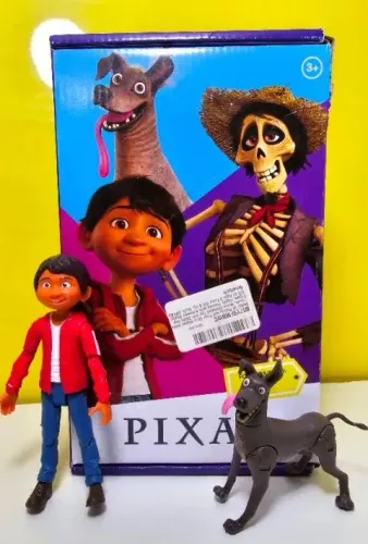 Bonecos Miguel e Cachorro Dante Coco Mattel coleção Pixar 7" Viva - A Vida é uma Festa