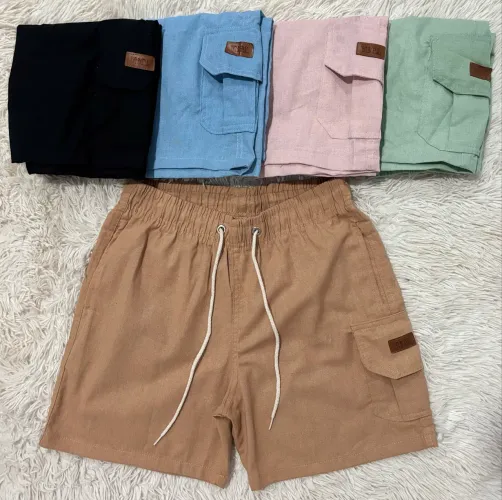 Shorts Linho Cargo Masculina