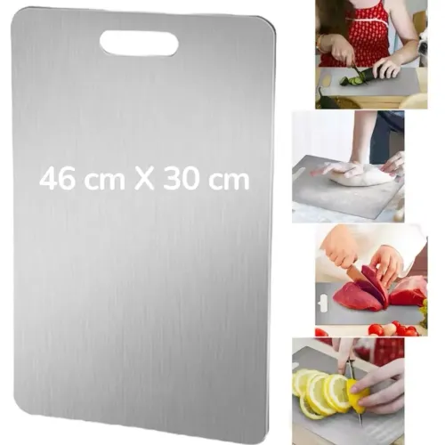 Tábua de Corte Profissional Titânio - aço inox 46cm - Resistência e Durabilidade Premium