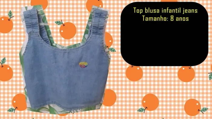Top blusa infantil jeans Tamanho: 8 anos