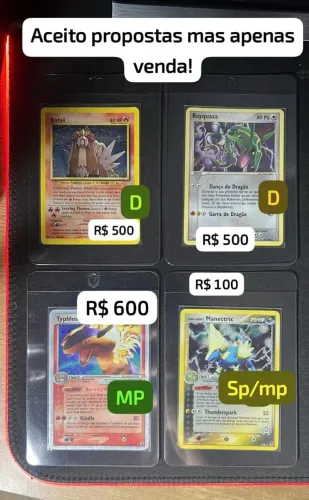 Cartas Pokemon antigas Entei e Rayquaza.