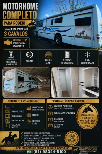 Motorhome Completo para Rodeio, Cavaleira até 3 cavalos