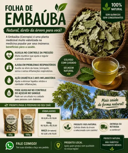 ? Folha de Embaúba Natural - Chá Medicinal | Direto da Árvore