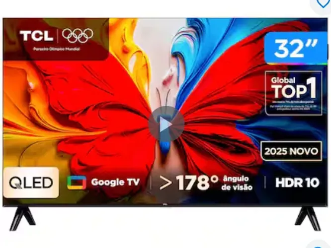 Smart TV 32" TCL Full HD QLED 32S5K Google TV 2 HDMI