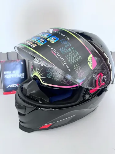 Capacete Asx Eagle Sv Solid Com Óculos Interno Preto