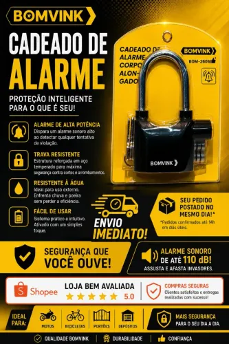 Cadeado com alarme Bomvink.