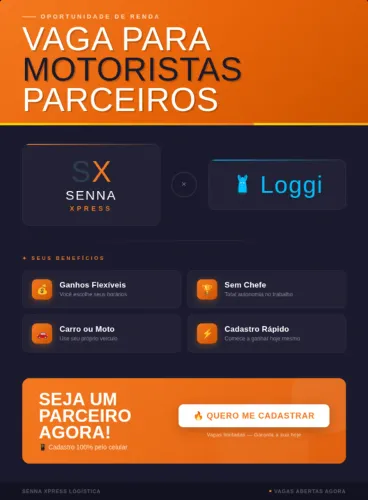 ? CONTRATAÇÃO IMEDIATA - ENTREGADORES LOGGI (Transportadora Senna) ?