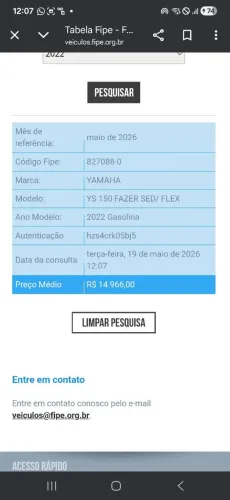 Yamaha Fazer 150 Azul. 2021/2022