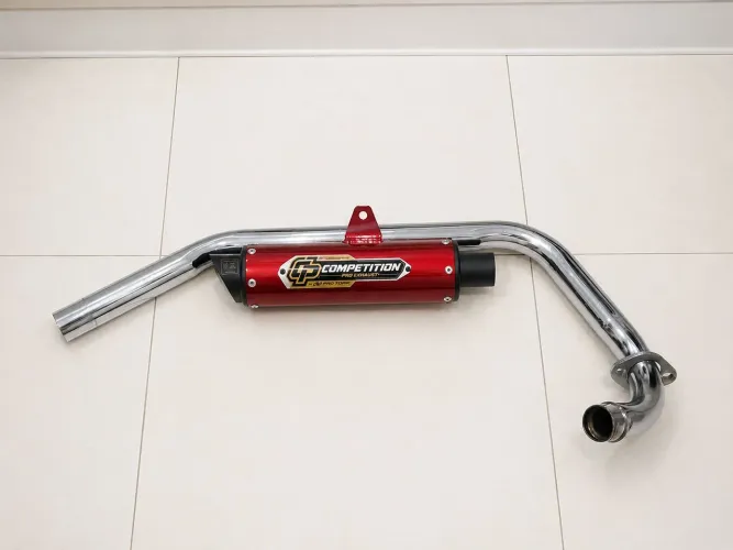 ESCAPAMENTO PRO TORK COMPETITION [CURVA CROMADA]  CG TITAN, FAN START  160 VERMELHO