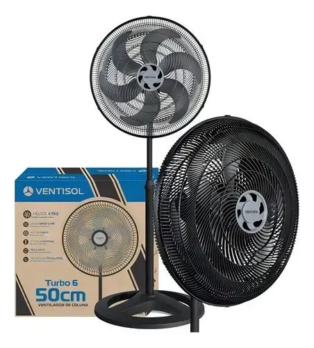 Ventilador Coluna 50cm Turbo Ventisol 6 pás
