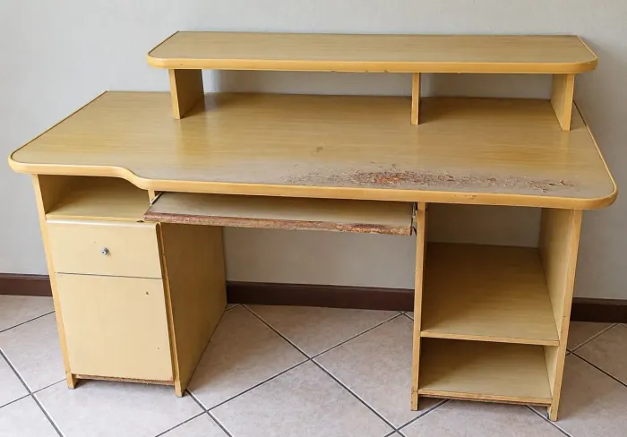 Mesa para computador/escritório com gavetas e prateleiras