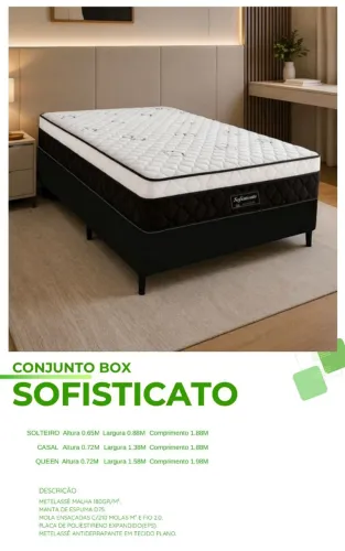 Box com Colchão queen Sofisticato com molas ensacadas pronta entrega peça nova