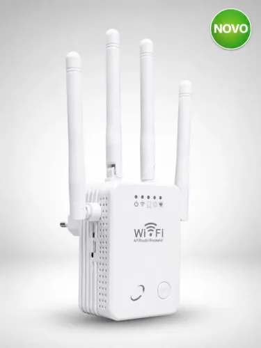 Mini Roteador Repetidor WiFi 1200Mbps 4 Antenas Novo