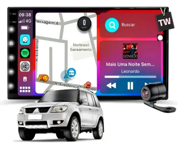 Central Multimídia Android 14 7 Pol. 4Gb/64Gb Carplay/ A. Auto Pajero Tr4