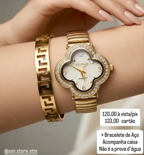 Relógio Feminino com Bracelete de Aço