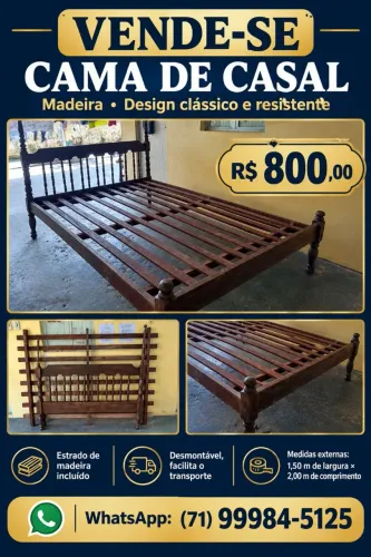 cama em madeira maciça