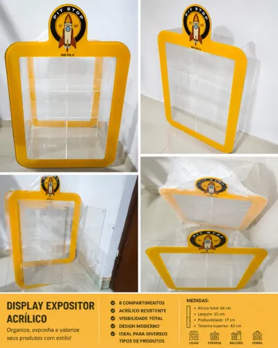 02 Displays Expositor Mostruario Acrilico com 08 Compartimentos