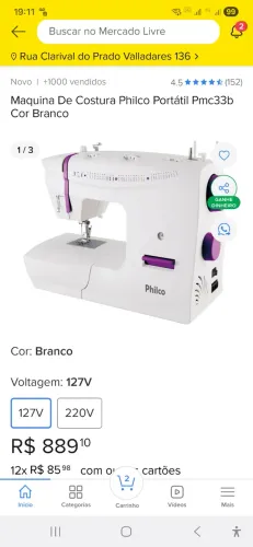 Máquina de costura 33 pontos