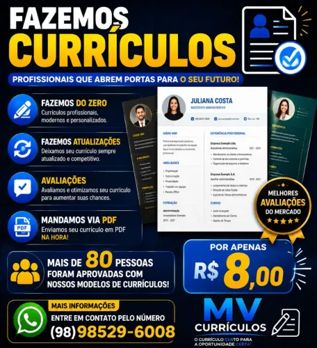 FAZEMOS CURRÍCULOS E ATUALIZAÇÕES EM GERAL