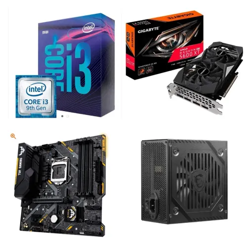 Kit gamer placa RX 5600XT 6GB + I3 9100F 3.6ghz + B360m plus 4 slot ram + fonte 500W