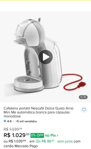 Cafeteira dolce gusto Arno