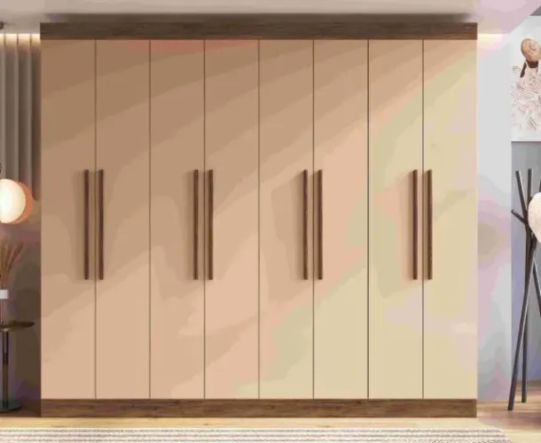 Guarda Roupa California 8Pts 4Gvs Castanho.Nude Doripel - Entrega Rápida!