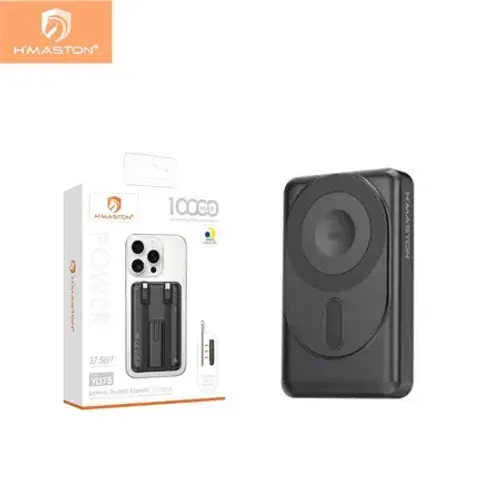 H'maston YD-75 Bateria Portátil Rápido 2 Cabos 10000mAh Power Bank 37.5W suporte embutido