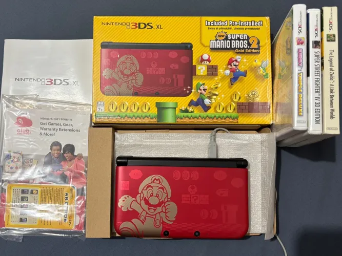 NINTENDO 3DS XL NEW SUPER MARIO BROS 2 LIMITED EDITION + 3 JOGOS