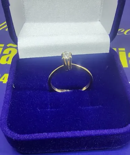 Solitário Ouro Amarelo Diamantes 3m Anel Ouro 18 Kilates Peso 1.82 Gramas Uma pedra (diama
