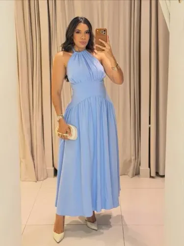 Vestido azul longo