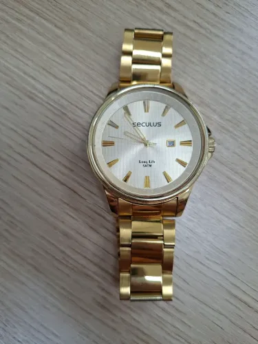 Relógio Masculino Pulseira de Aço Dourado Séculos Semi-novo