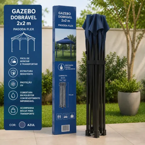 Gazebo dobrável 2x2m