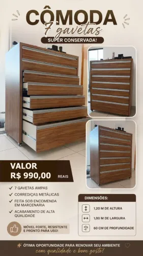 Cômoda 7 gavetas super conservada Feita sob encomenda em marcenaria