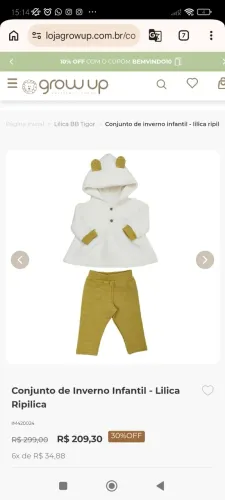 Conjunto inverno plush Lilica Ripilica Tamanho M