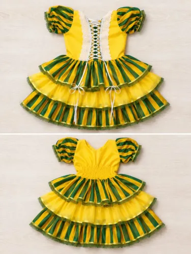 Vestido junino- Tema Copa do Mundo/ Brasil