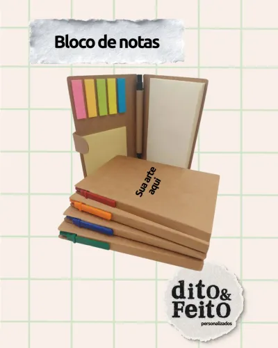 60 Ecoblocos de notas com caneta personalizados