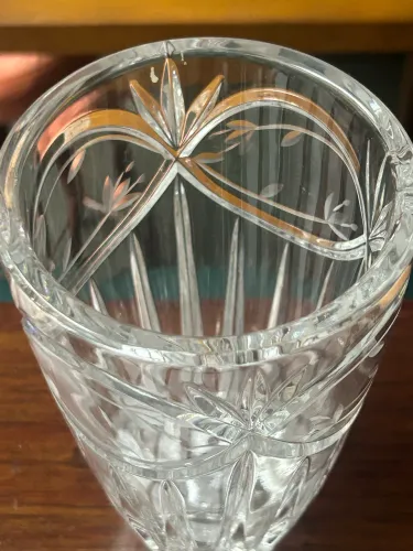 Vaso Cristal Tcheco Bohemia Lapidado 25 X 15 Cm Impecável (Usado)