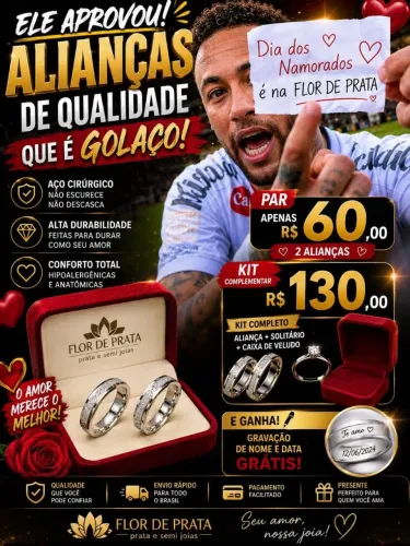 Promoção aliança de namoro aço cirúrgico
