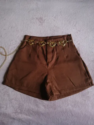 Short alfaiataria marrom c/cinto