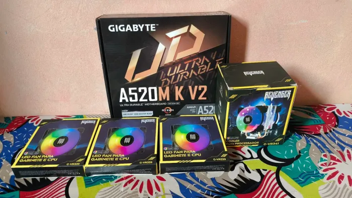 PLACA MÃE A520M K V2 + AIR COOLER + 3 FANS