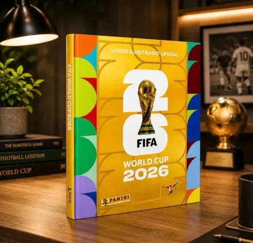 Álbum completo capa dourada + todas as figurinhas para colar copa 2026