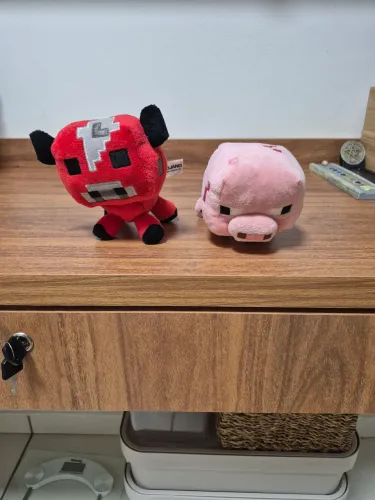 Lote 2 Pelucias Minecraft Originais Mojang Porco E Vaca Mooshroom