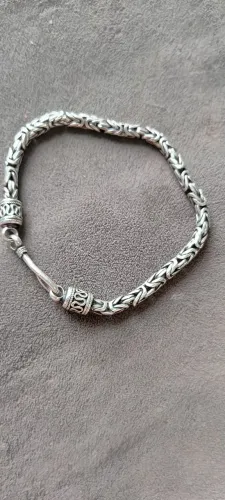 Pulseira em prata malha peruana 4 mm e 21 cm comprimento